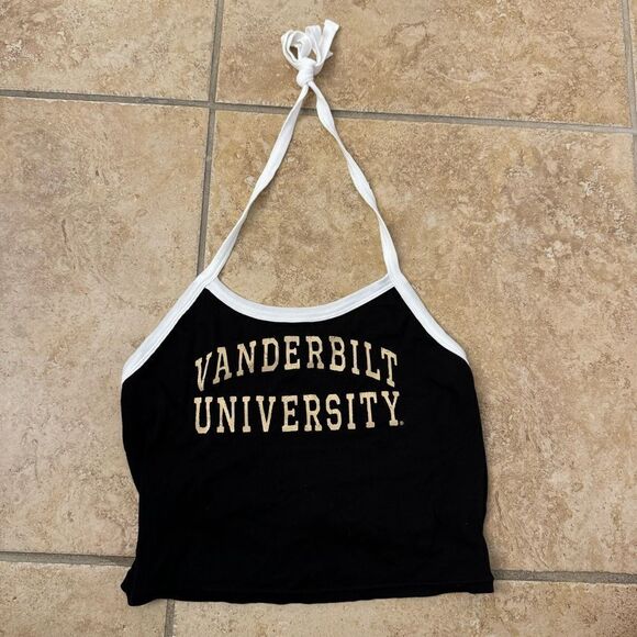 Zoozatz Vanderbilt University Game Day Halter Neck Crop Top - Picture 2 of 3